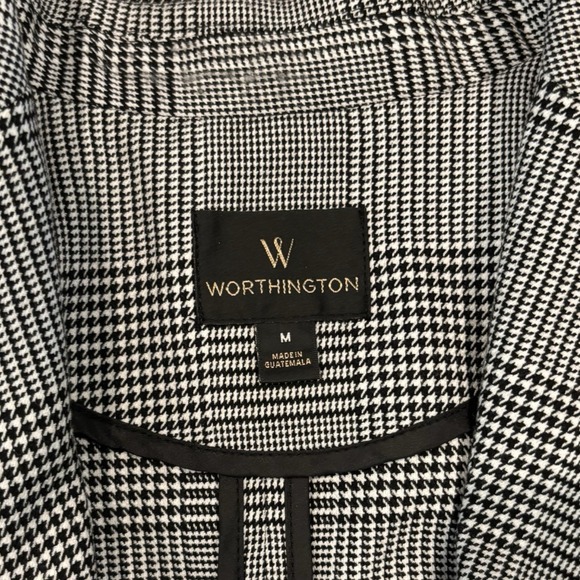 Worthington Women's Blazer Jacket Black White Houndstooth Plaid Size Medium - Picture 3 of 5
